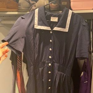 Vintage blue polka dot dress size xl
